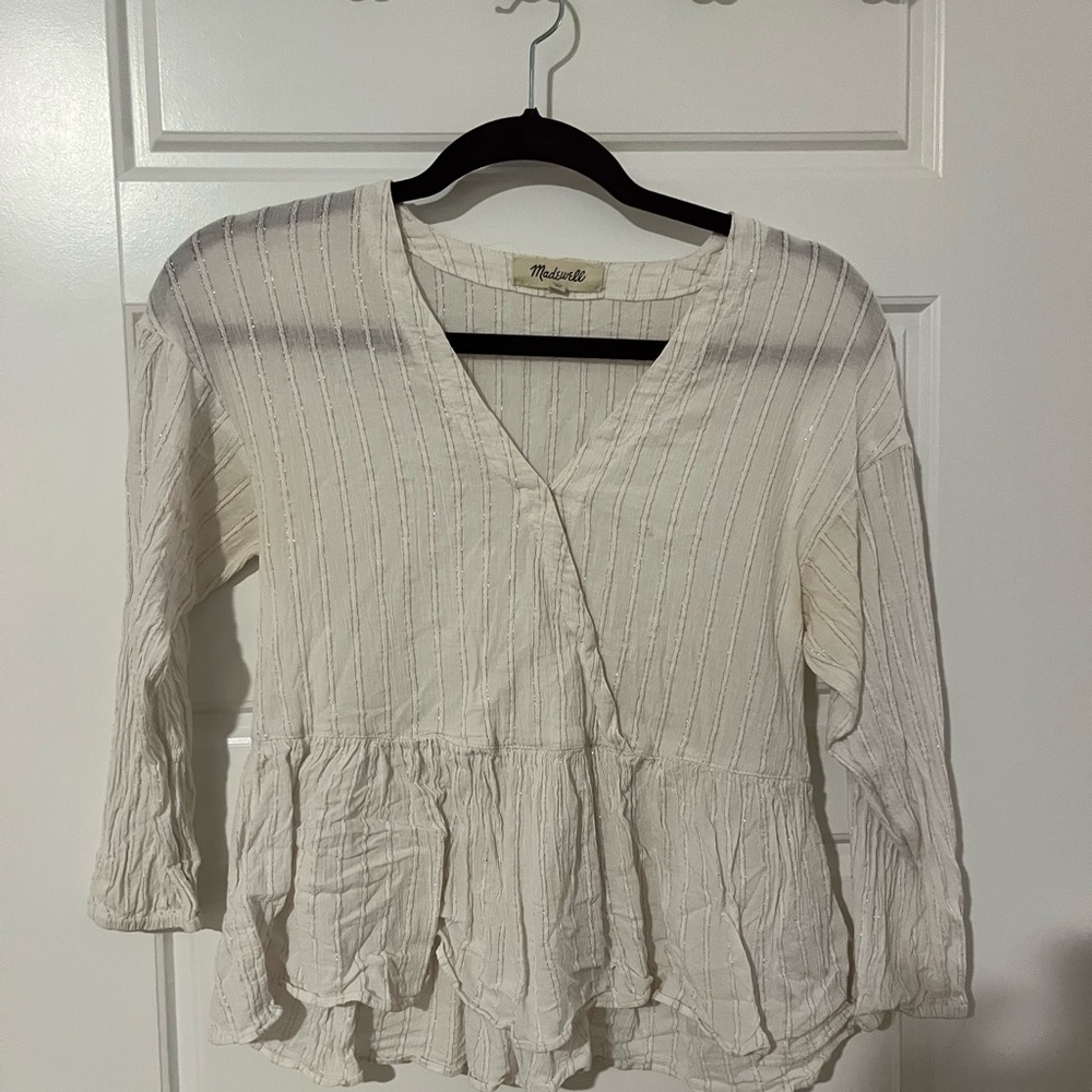 Madewell Cream Textured Blouse